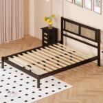 Sheesham Wood White Classic Rattan Cane Bed - Black Color - Image 2