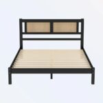 Sheesham Wood White Classic Rattan Cane Bed - Black Color - Image 3