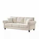 Modern 3-Seater Sofa Upholstered Couch with Wood Legs - Image 2