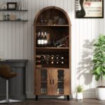 Bar Cabinet With 2 Rattan Doors, Wine Racks And Drawers For Dining Room And Living Room - Image 2