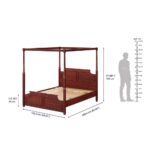 Queen Non Storage Teak Wood Poster Bed - Ambrosia Teak - Image 2