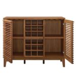 Mid-Century Modern Solid Sheesham Wood Bar Cabinet – Wine Storage & Shelves - Image 2