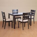 Rubber Wood 4-Seater Dining Set with Chairs - Brown