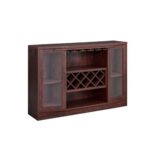 Solid Sheesham Wood Bar Cabinet with Acrylic Glass Doors & Wine Rack - Image 2