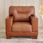 Leather 1-Seater Sofa - Tan