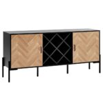 Industrial Style Brown Wooden Corner Bar Cabinet with Wine Glass Rack & Storage Unit for Home Bar - Image 3