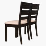 Rubber Wood 4-Seater Dining Set with Chairs - Brown - Image 2