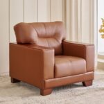 Leather 1-Seater Sofa - Tan - Image 4