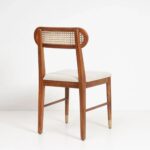 Sheesham Wood Dining Chair Set of 2 with Cane Backrest & Upholstered Seat - Image 2