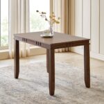 Solid Wood 4-Seater Dining Set with Chairs - Walnut - Image 3