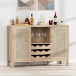 Premium Solid Wood Bar Cabinet for Home Bar, Living Room & Dining Space