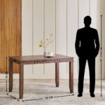 Solid Wood 4-Seater Dining Set with Chairs - Walnut - Image 4