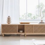 Pine Wood TV Stand with 2 or 3 Lattice Doors – 180 cm - Image 2