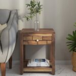 Sheesham Wood Bedside Table In Provincial Teak Finish
