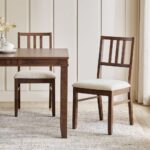 Solid Wood 4-Seater Dining Set with Chairs - Walnut - Image 6