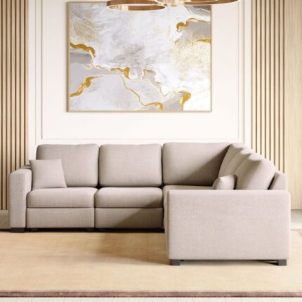 Fabric 5-Seater Corner Sofa - Beige