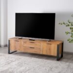 Modern TV Unit for Up to 55 Inches – Light Brown & Black - Image 2