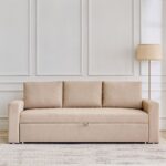 Fabric 3-Seater Sofa Bed - Beige