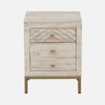 Solid Wood Bedside Table In Sandblasted White Finish With Drawers - Image 5