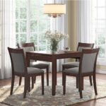 4 Seater Dining Table Set (Colour- Grey , Finish- Dark Walnut)