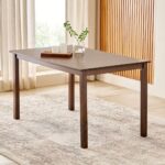 Solid Wood 6-Seater Dining Set with Chairs - Brown - Image 4