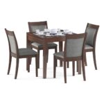 4 Seater Dining Table Set (Colour- Grey , Finish- Dark Walnut) - Image 5