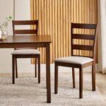 Solid Wood 6-Seater Dining Set with Chairs - Brown - Image 2