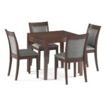 4 Seater Dining Table Set (Colour- Grey , Finish- Dark Walnut) - Image 7