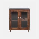 Sheesham Wood Bar Cabinet in Provincial Teak Finish with Porcelain Top - Image 4