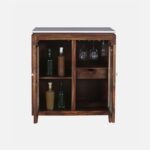 Sheesham Wood Bar Cabinet in Provincial Teak Finish with Porcelain Top - Image 2
