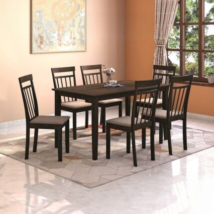 6 Seater Dining Table Set in Umber Walnut Finish