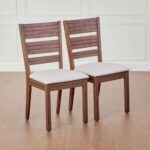 Set of 2 Solid Wood Dining Chairs – Brown