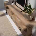 Wooden TV Stand for Living Room with 2 Cabinets & Shelf Storage - Image 3