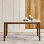 Marble Top 6-Seater Dining Set with Chairs - Brown - Image 4