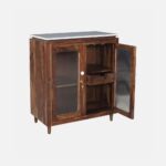 Sheesham Wood Bar Cabinet in Provincial Teak Finish with Porcelain Top - Image 7