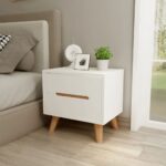 wooden Bedside Table in white with drawers
