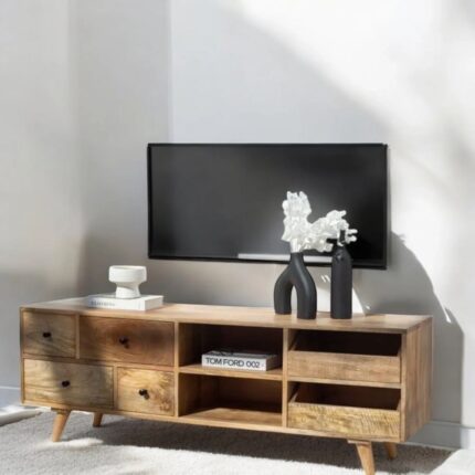 Mango Wood TV Unit with 3 Drawers