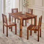 Sheesham Wood 4-Seater Dining Set with Chairs - Brown