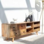 Mango Wood TV Unit with 3 Drawers - Image 4