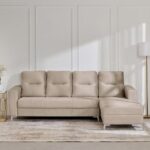 Fabric 3-Seater Right Corner Sofa with Lounge - Beige