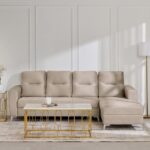 Fabric 3-Seater Right Corner Sofa with Lounge - Beige - Image 5