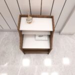Wooden Bedside Table with Drawer & Open Shelf - Image 2