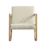 Natural Oak Rocking Armchair with Striped Linen-Blend Upholstery for Calm Home Seating - Image 3