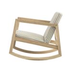 Natural Oak Rocking Armchair with Striped Linen-Blend Upholstery for Calm Home Seating - Image 14