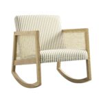 Linen-Blend Armchair with Natural Oak Frame & Rattan Armrests - Image 5