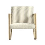 Linen-Blend Armchair with Natural Oak Frame & Rattan Armrests - Image 6
