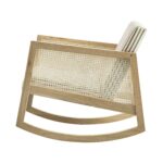 Linen-Blend Armchair with Natural Oak Frame & Rattan Armrests - Image 3