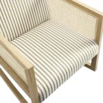 Linen-Blend Armchair with Natural Oak Frame & Rattan Armrests - Image 14