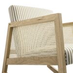 Linen-Blend Armchair with Natural Oak Frame & Rattan Armrests - Image 12