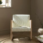 Linen-Blend Armchair with Natural Oak Frame & Rattan Armrests - Image 2